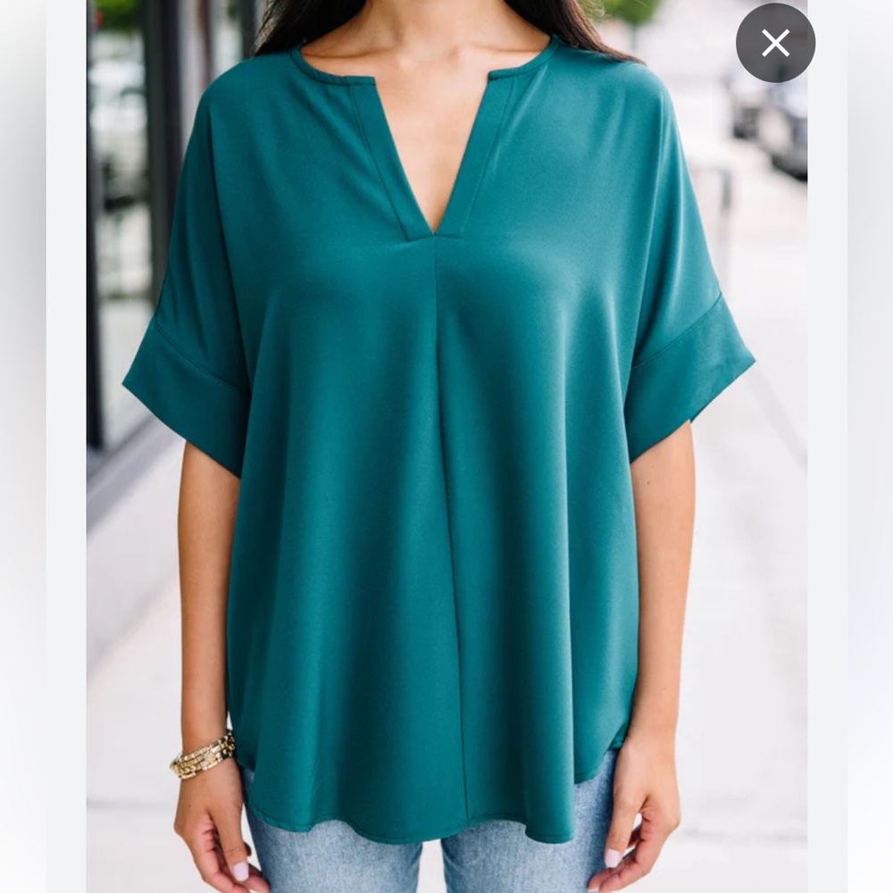 Zenana Teal Green Women's Blouse Sz 1X - Picture 2 of 11